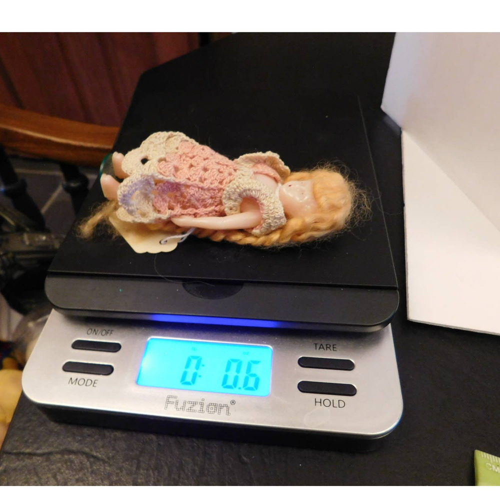 Very Old Vintage Celluloid Doll with Red Braided Hair Standing on Tax To… - Picture 9 of 9